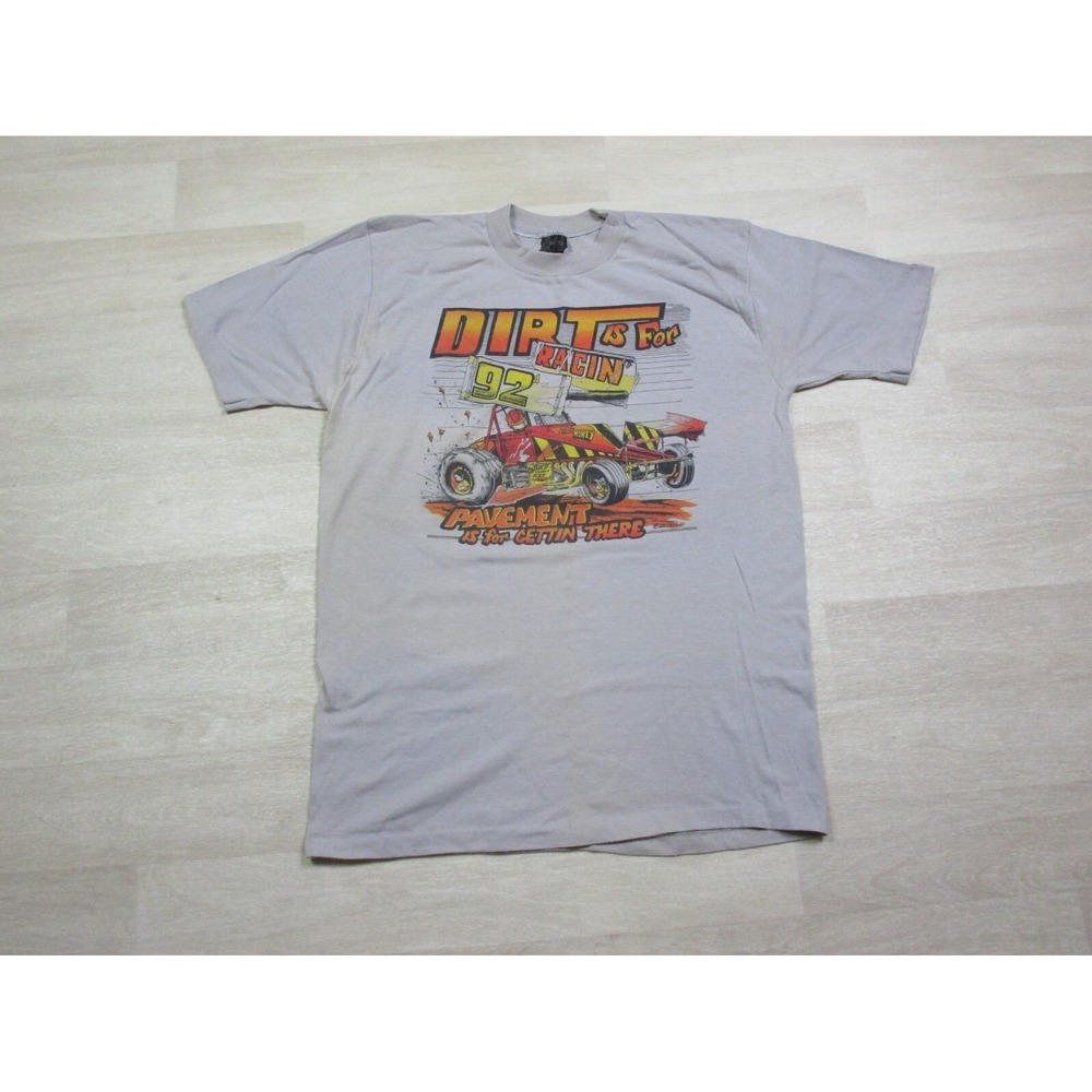 VTG 80s Third Turn Dirt Track Racing T Shirt (XL) Sprint Car 1985 "Happy People"